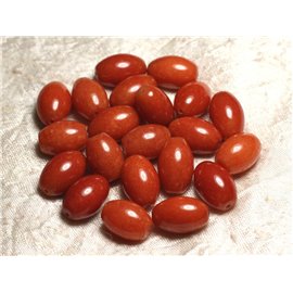 2pc - Stone Beads - Jade Orange Olives 16x12mm 4558550014726