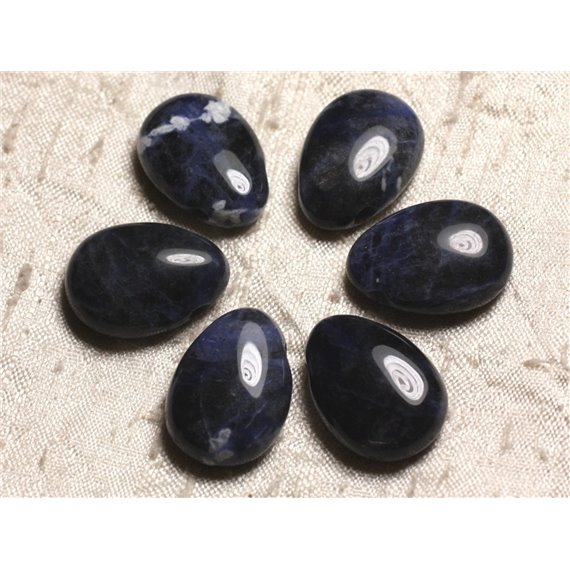 Pendentif Pierre semi précieuse - Sodalite Goutte 25mm Bleu Noir Blanc - 4558550015372