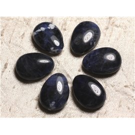 Anhänger Halbedelstein - Sodalith Tropfen 25mm Blau Schwarz Weiß - 4558550015372