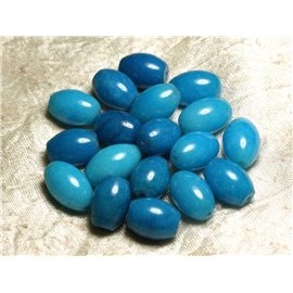 2pc - Stone Beads - Blue Jade Olive 16x12mm 4558550015402