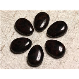 Semi Precious Stone Drop Pendant - Dark Mahogany Obsidian 25mm 4558550015419