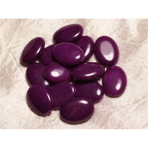 1pc - Perle de Pierre - Jade Violette Ovale 25x18mm   4558550015563