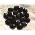 2pc - Perles de Pierre - Onyx Noir Ovales Facettés 14x10mm   4558550015624