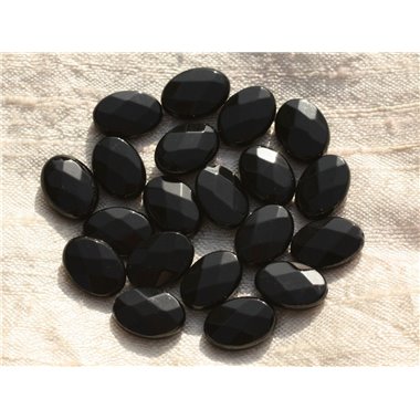 2pc - Perles de Pierre - Onyx Noir Ovales Facettés 14x10mm   4558550015624