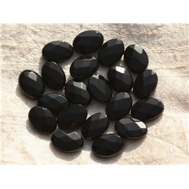 2pc - Stone Beads - Black Onyx Faceted Oval 14x10mm 4558550015624