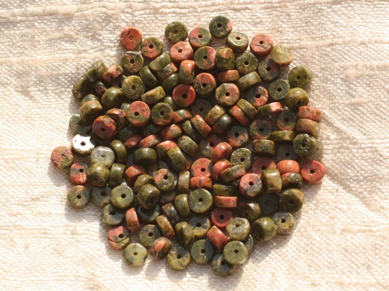 20pc - Perles de Pierre - Unakite Rondelles Heishi 4x2mm   4558550015631