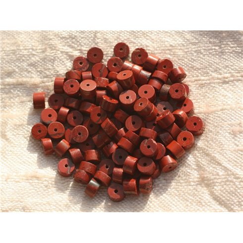 20pc - Perles de Pierre - Jaspe Rouge Rondelles Heishi 4x2mm - 4558550015655