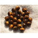 2pc - Perles de Pierre - Oeil de Tigre Boules Facettées 10mm   4558550015686