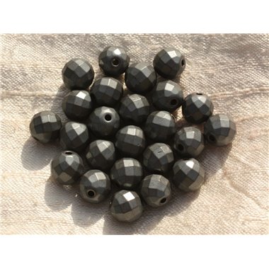 5pc - Perles de Pierre - Hématite Mate Boules Facettées 10mm   4558550015716