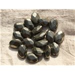 2pc - Perles de Pierre - Pyrite Dorée Ovales Facettés 14x10mm   4558550015754