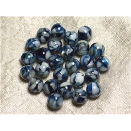 10st - Parelmoer en hars kralen - 10 mm blauwe en witte ballen 4558550015808 