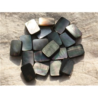 4pc - Perles Nacre noire naturelle - Rectangles 14x10mm   4558550015846