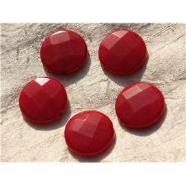 1pc - Perle de Pierre - Jade Rouge Palet Facetté 25mm   4558550015921