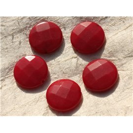 1pc - Stone Bead - Red Jade Faceted Palet 25mm 4558550015921