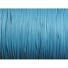 10 Meter - Fadenschnur Kordel gewachste Baumwolle 0,8mm Azurblau türkisblau - 4558550015945