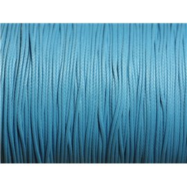 10 metres - Fil Corde Cordon Coton Ciré 0.8mm Bleu turquoise azur - 4558550015945