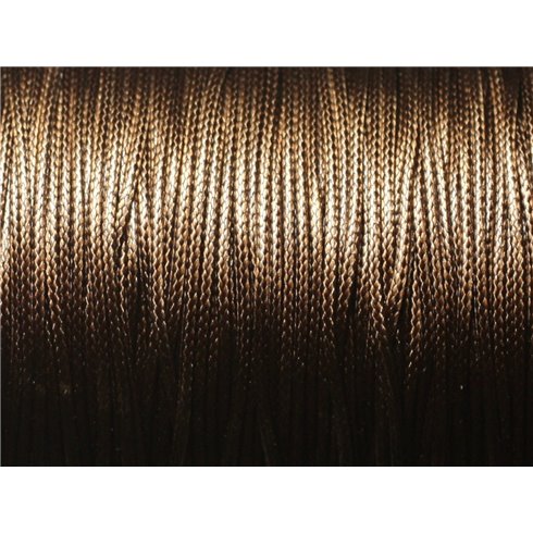 5 Mètres - Cordon de Coton Ciré 1mm Marron Brun Café   4558550016041 