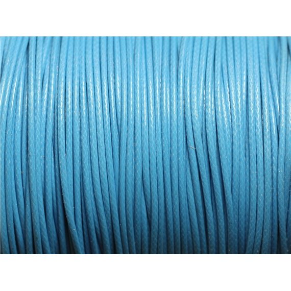 5 Mètres - Fil Corde Cordon Coton Ciré 1mm Bleu Turquoise Azur - 4558550016058