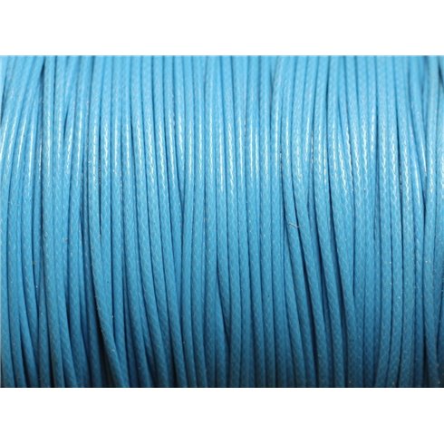 5 Mètres - Cordon de Coton Ciré 1mm Bleu Turquoise Azur -  4558550016058 