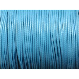 5 Meters - Waxed Cotton Cord 1mm Turquoise Azure Blue - 4558550016058 