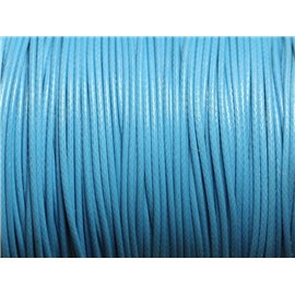 5 Mètres - Fil Corde Cordon Coton Ciré 1mm Bleu Turquoise Azur - 4558550016058