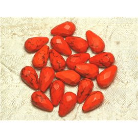 4pc - Perline turchesi sintetiche Gocce sfaccettate 16x9mm Arancione 4558550016133