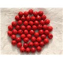 10pc - Perles Turquoise synthèse Boules Facettées 8mm Rouge  4558550016140