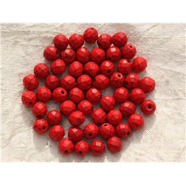 10st - Synthetische Turkoois kralen Facetballetjes 8mm Rood 4558550016140