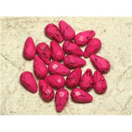 4pc - Cuentas de turquesa sintéticas Gotas facetadas 16x9mm Rosa 4558550016157