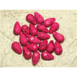 4pc - Perline turchesi sintetiche Gocce sfaccettate 16x9mm Rosa 4558550016157