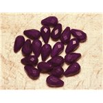 4pc - Perles Turquoise synthèse Gouttes Facettées 16x9mm Violet   4558550016164