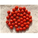 10pc - Perles Turquoise synthèse Boules Facettées 8mm Orange  4558550016171