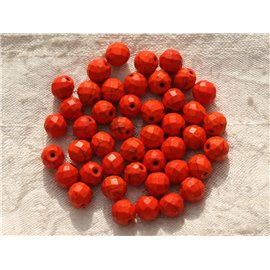 10 Stück - Türkis Perlen Synthese Facettierte Kugeln 8mm Orange 4558550016171