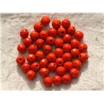 10pc - Perles Turquoise synthèse Boules Facettées 8mm Orange  4558550016171