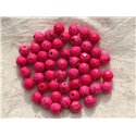 10pc - Perles Turquoise synthèse Boules Facettées 8mm Rose  4558550016188