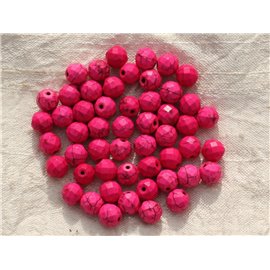 10pc - Bolas de perlas sintéticas de turquesa facetadas 8 mm Rosa 4558550016188