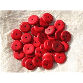 20pc - Rondelles de cuentas de turquesa sintéticas 12 x 2-3 mm Rojo 4558550016201