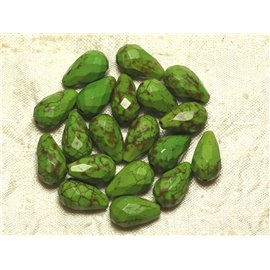 4pc - Perline turchesi sintetiche Gocce sfaccettate 16x9mm Verde 4558550016225