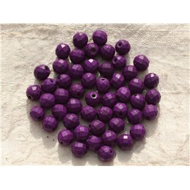 10 Stück - Türkis Perlen Synthese Facettierte Kugeln 8mm Lila 4558550016249