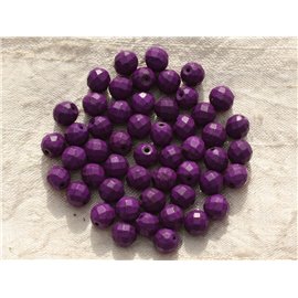 10pc - Perles Turquoise synthèse Boules Facettées 8mm Violet  4558550016249