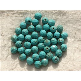 10 Stück - Türkisfarbene Perlen Synthese Facettierte Kugeln 8mm Türkisblau 4558550016256