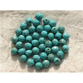 10st - Synthetische Turkoois Kralen Facet Ballen 8mm Turkoois Blauw 4558550016256