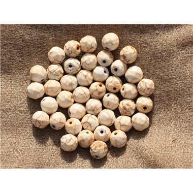 10pc - Perles Turquoise synthèse Boules Facettées 8mm Blanc  4558550016263