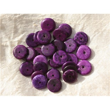 20pc - Perles Turquoise synthèse Rondelles 12 x 2-3mm Violet   4558550016287