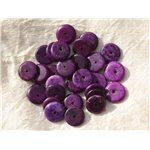 20pc - Perles Turquoise synthèse Rondelles 12 x 2-3mm Violet   4558550016287