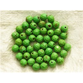10pc - Synthetic Turquoise Beads Faceted Balls 8mm Green 4558550016317