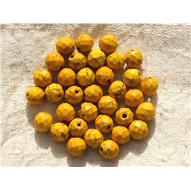 10 Stück - Türkis Perlen Synthese Facettierte Kugeln 8mm Gelb 4558550016331