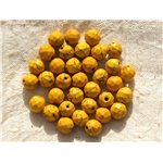 10pc - Perles Turquoise synthèse Boules Facettées 8mm Jaune  4558550016331