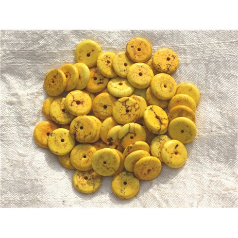 20pc - Perles Turquoise synthèse Rondelles 12 x 2-3mm Jaune   4558550016348