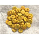 20pc - Perles Turquoise synthèse Rondelles 12 x 2-3mm Jaune   4558550016348